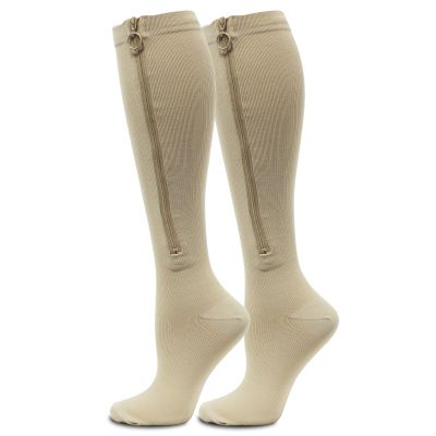 Valcatch 25-30mmhg Compression Socks with Zipper for Men & Women Up to 6XL Closed Toe Knee High Support Socks for Circulation