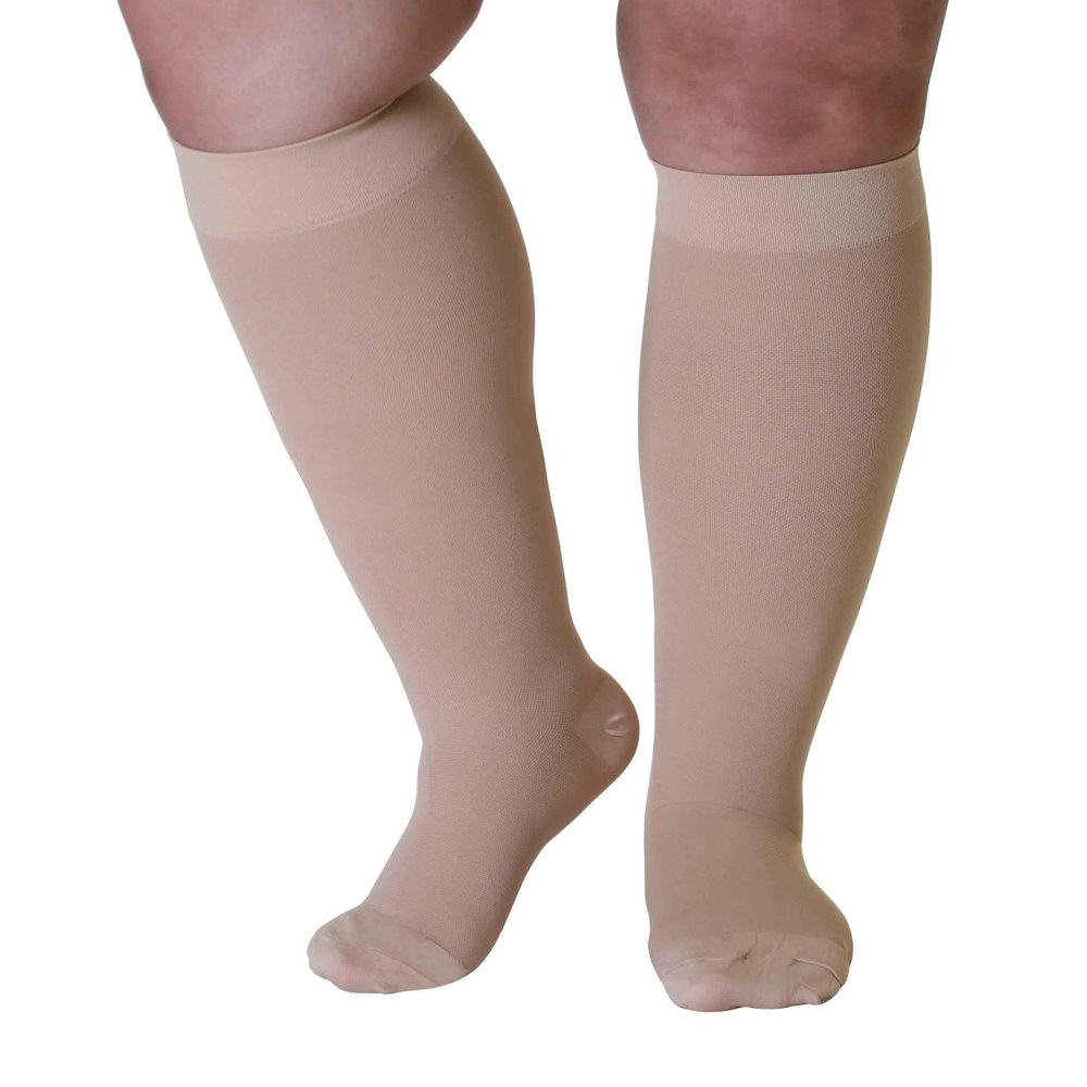 Valcatch Plus Size Compression Socks for Women & Men, 20-30mmhg Wide Calf Extra Large Knee High Support Compression Stockings for Circulation & Recovery, Closed Toe Graduated Compression Socks
