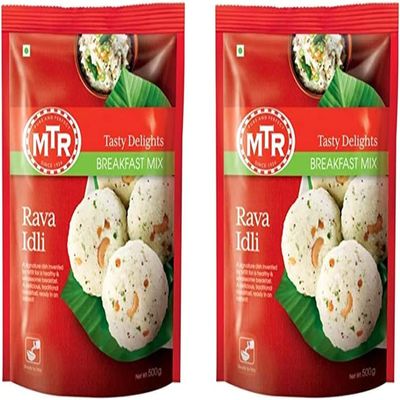 MTR Instant Ready Mix Various Flavours - Traditional South Indian Breakfast  Tasty and Healthy - Easy to Prepare Snacks - Rava Idli 500g (Pack of 2)