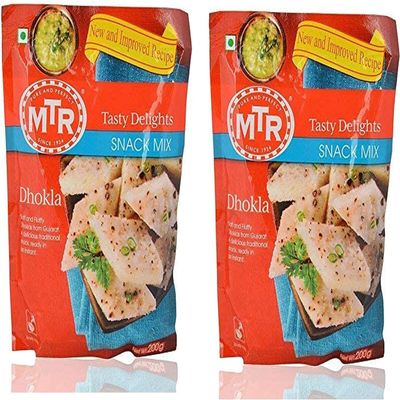 MTR Instant Ready Mix Various Flavours - Traditional South Indian Breakfast  Tasty and Healthy - Easy to Prepare Snacks - Instant Mix Dhokla 200g (Pack of 2)