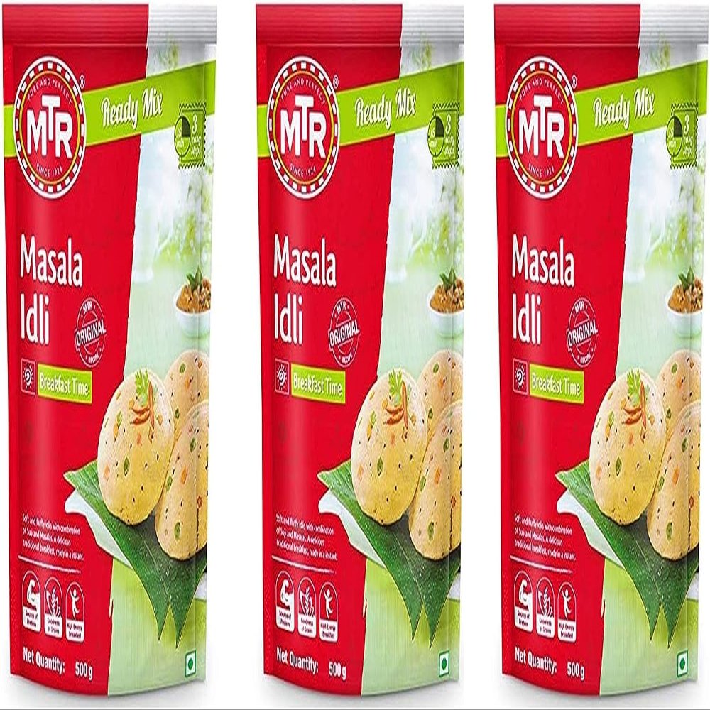 MTR Instant Ready Mix Various Flavours - Traditional South Indian Breakfast  Tasty and Healthy - Easy to Prepare Snacks - Masala Idli 500g (Pack of 3)