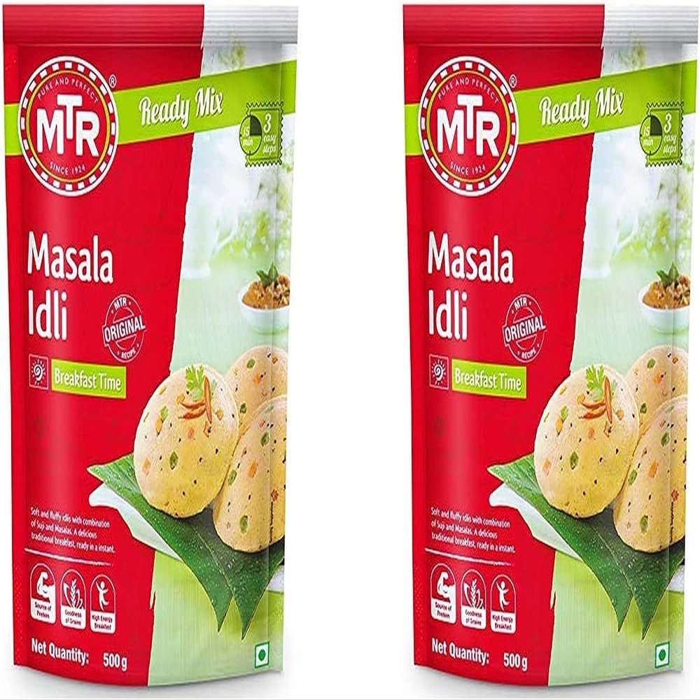 MTR Instant Ready Mix Various Flavours - Traditional South Indian Breakfast  Tasty and Healthy - Easy to Prepare Snacks - Masala Idli 500g (Pack of 2)
