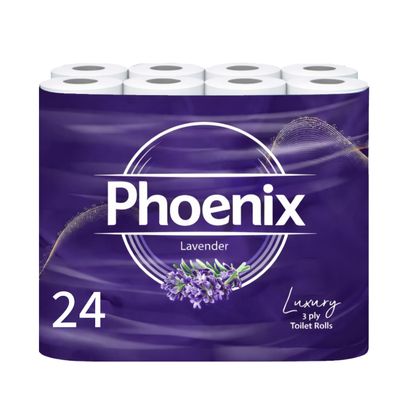 24 Phoenix Soft Lavender Fragranced Luxury Toilet Rolls Bulk Buy - Quilted White 3 Ply Toilet Paper - Pack of 24 Toilet Tissue (12 x 2 Packs) (24 Pack)