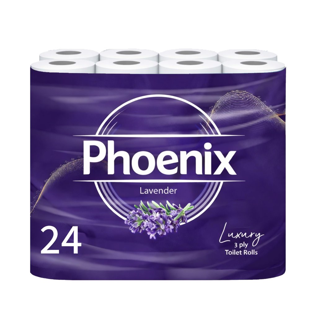 24 Phoenix Soft Lavender Fragranced Luxury Toilet Rolls Bulk Buy - Quilted White 3 Ply Toilet Paper - Pack of 24 Toilet Tissue (12 x 2 Packs) (24 Pack)