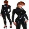 Sexy Latex Women Catsuit Front Zipper Rubber Bodysuits Customize,Black,L view 2