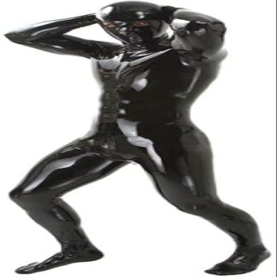 Sexy Full Body Adult Latex Rubber Catsuit Hood for Men and Women Unisex Latex Suit Bodysuit,Black,Man-M