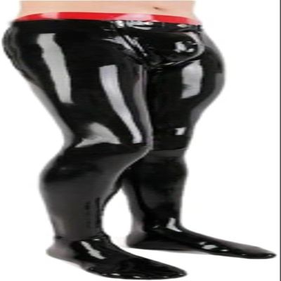 Men Latex Rubber Pants Trousers with Socks Crotch Inside Hide Openning,Customize,S