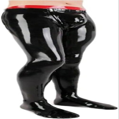 Men Latex Rubber Pants Trousers with Socks Crotch Inside Hide Openning,Customize,S