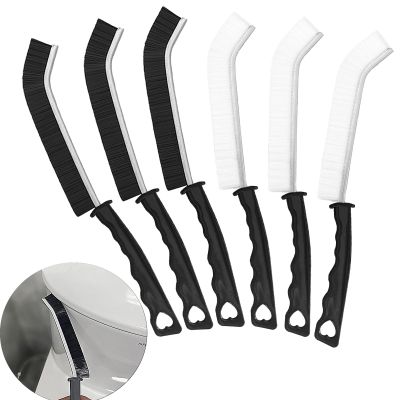 KEYRI 6 Pieces Crevice Cleaning Brush, Groove Detail Cleaner Scrub Brush Hard Bristle Crevice Cleaning Brush, Dead Corners Multifunctional Brushes for Bathroom Kitchen Window Door (3 Black + 3 White)