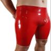 Handmade Red Men Latex Rubber Shorts Pants Fetish Customize 3D Crotch,Black,M view 1