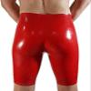 Handmade Red Men Latex Rubber Shorts Pants Fetish Customize 3D Crotch,Black,M view 2