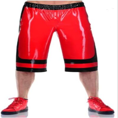 Latex Rubber Red Boxer Shorts Decorative Black Loose Pants 0.4mm,Custom Color,XXL