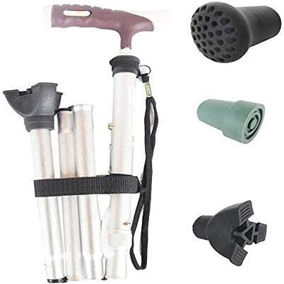 Walking stick Elderly Folding Walking Stick Safe Auxiliary Balance, Lightweight Aluminum Height Adjustable Walker Cane, Crutches for Elderly Old Man Man Woman M (Silver a) Present