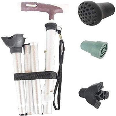 Walking stick Elderly Folding Walking Stick Safe Auxiliary Balance, Lightweight Aluminum Height Adjustable Walker Cane, Crutches for Elderly Old Man Man Woman M (Silver a) Present