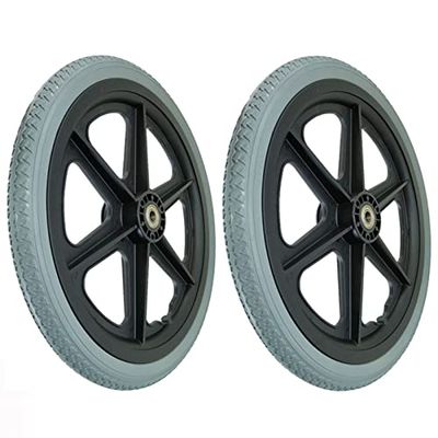 16 Inch Wheelchair Rear Wheel, Manual Wheelchair Accessories, Trolley Replacement Wheel, 16x1.75 Solid Tire Big Wheel (Color : Gray, Size : 16inch/373mm(2 Count))