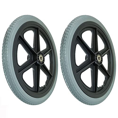 16 Inch Wheelchair Rear Wheel, Manual Wheelchair Accessories, Trolley Replacement Wheel, 16x1.75 Solid Tire Big Wheel (Color : Gray, Size : 16inch/373mm(2 Count))
