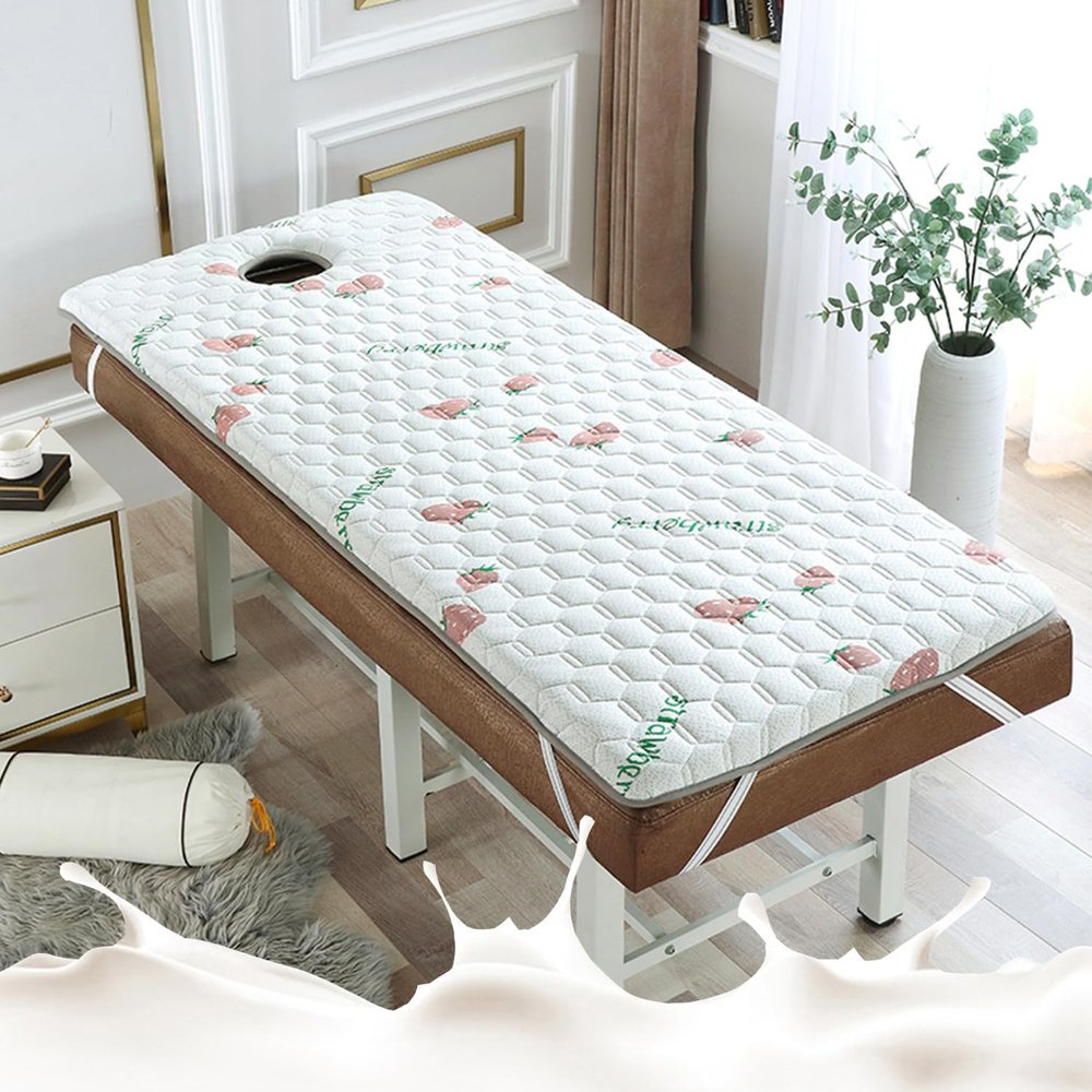 LXJDDLD 6cm Thickness Lash Bed Topper,Square Head Spa Bed Mattress Pad,Non-Slip Memory Foam Mattress for Massage Table Accessories with Facial Breathing Hole,Fruit,70x185cm 6cm
