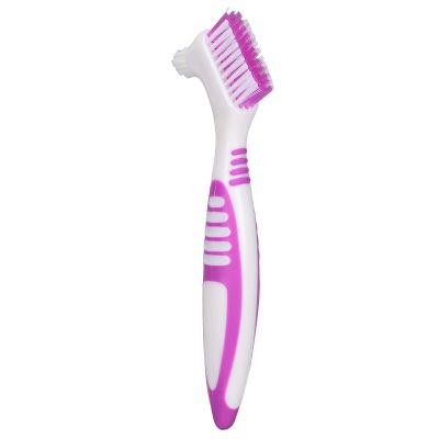 Denture Cleaning Brush, Premium Denture Cleaning Brush Set Double Sided Denture Brush Multi-layer Bristles and Ergonomic Rubber Handle Double Sided Portable Denture Toothbrush for Cleaning Dentures
