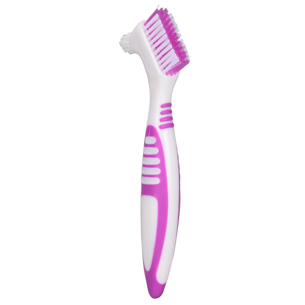 Denture Cleaning Brush, Premium Denture Cleaning Brush Set Double Sided Denture Brush Multi-layer Bristles and Ergonomic Rubber Handle Double Sided Portable Denture Toothbrush for Cleaning Dentures