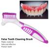 Denture Cleaning Brush, Premium Denture Cleaning Brush Set Double Sided Denture Brush Multi-layer Bristles and Ergonomic Rubber Handle Double Sided Portable Denture Toothbrush for Cleaning Dentures view 3