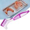 Denture Cleaning Brush, Premium Denture Cleaning Brush Set Double Sided Denture Brush Multi-layer Bristles and Ergonomic Rubber Handle Double Sided Portable Denture Toothbrush for Cleaning Dentures view 4