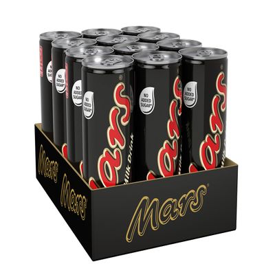 Mars Milk Chocolate Ready To Drink Can, 250ml (Pack of 12), No Added Sugar, Vegetarian