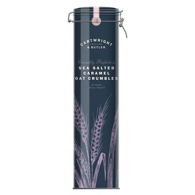 Cartwright & Butler | Sea Salted Caramel Oat Crumbles In Tall Tin - Gift Basket, Birthday Treats, Thank You Gift, Thinking of You, Father's Day Gift, Mother's Day Gift