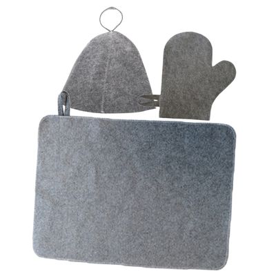 CIMAXIC Sauna Cap Set Mitten and Mat Breathable Felt Sauna Hat for Women Stylish Grey for Home Spa