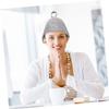 CIMAXIC Sauna Cap Set Mitten and Mat Breathable Felt Sauna Hat for Women Stylish Grey for Home Spa view 2