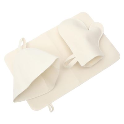 FONDOTIN Sauna Bath Essential Felt Hat Gloves Pad Set Sauna Cap Hair Cover Protective Cap Spa Supplies