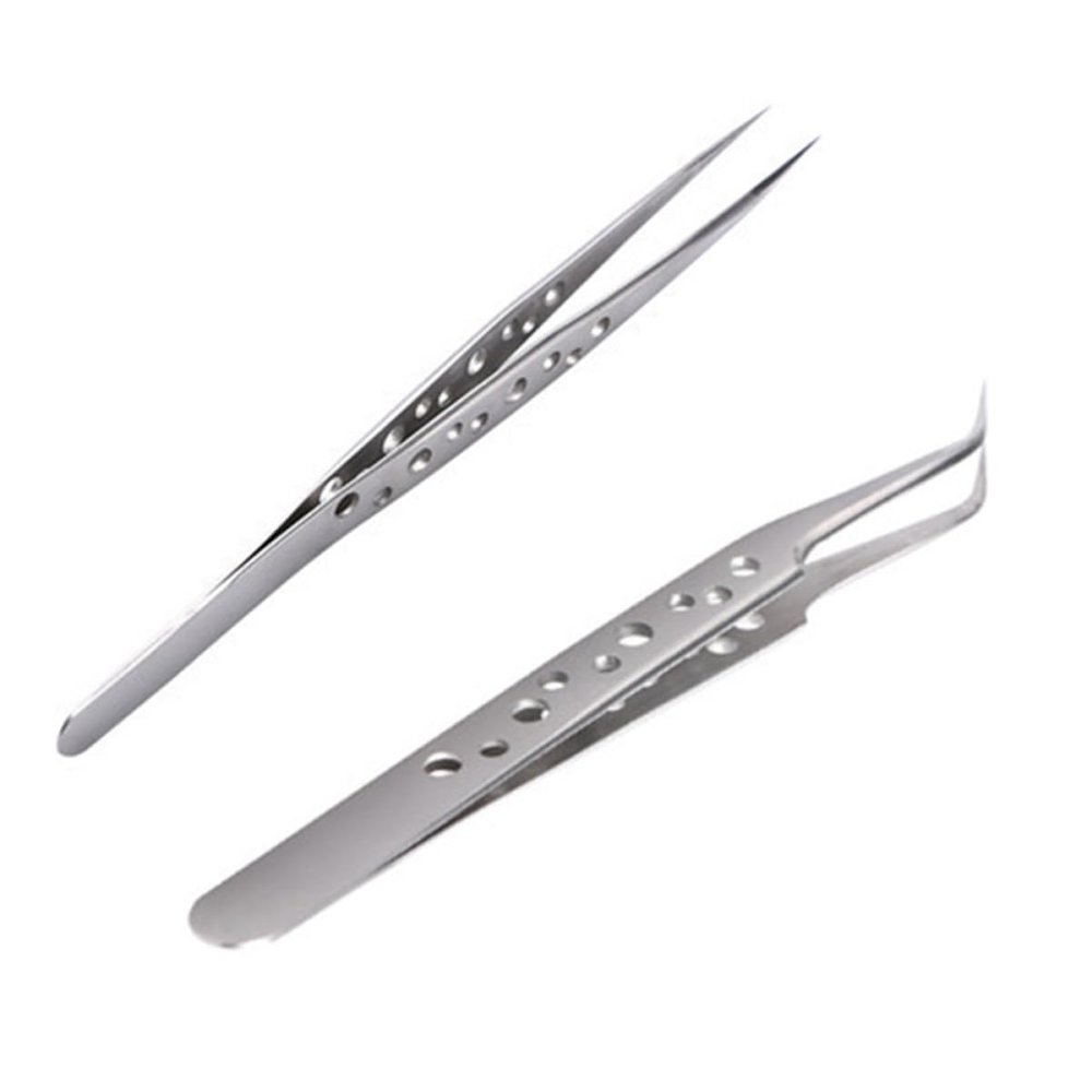 Beavorty 2pcs Nonmagnetic Nail Tweezers Eyebrow Tool Tweezers for Manicure Store Home Use Eyebrow