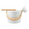 Allayu Sauna Bucket With Long Handle Spoon Health Wellness In Hands Energy Efficient Aluminum Sauna Bucket Tool Sauna Barrels, 5L White view 3