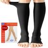 2 Pairs Medical Compression Socks for Women & Men 20-30 mmHg, class 2, Open Toe Best Graduated Support Fit for Travel Flight Running Varicose Veins Pregnancy Nurses (2x Black, XL) view 1