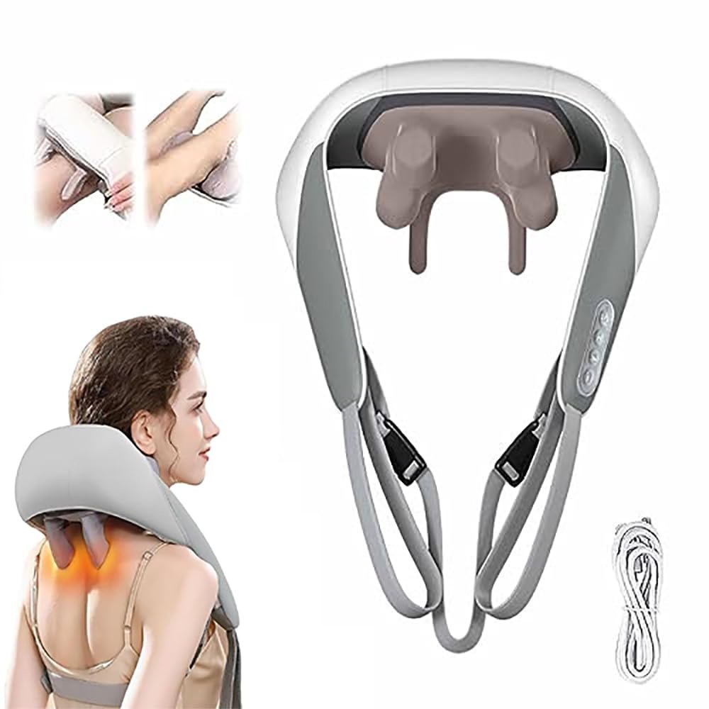 2023 Latest Goletsure Massagers for Neck and Shoulder with Kneading,Shiatsu Neck and Back Massager,Simulate Human Hand Grasping and Kneading for Pain Relief Deep Tissue,Grey