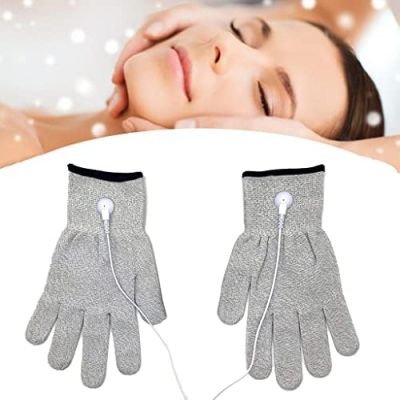 3 Pack Conductive Fiber TENS/EMS Electrode Facial Massage Microcurrent Gloves For Face Body Thinning And Firming Relieve Pain,Grey,Picturesque234