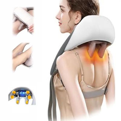 2023 Latest Goletsure Massagers for Neck and Shoulder with Heat,Super Large Massage Head,Simulate Human Hand Grasping and Kneading for Pain Relief Deep Tissue,White