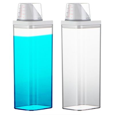 2 Pieces 1900ml Airtight Laundry Detergent Dispenser with Measuring Cup, Clear Laundry Liquid and Powder Detergent Dispenser, Washing Powder Storage Container Fabric Softener Storage Bottle Dispenser