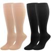 2 Pairs Medical Compression Socks for Women & Men 20-30 mmHg, class 2, Best Graduated Stockings Support Fit for Travel Flight Running Varicose Veins Pregnancy Nurses (Black+Beige, L) view 1