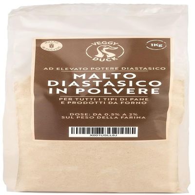 Veggy Duck - Diastatic Malt Powder (1Kg) | Barley Malt for Bread Making | High Diastatic Power | Made in Italy