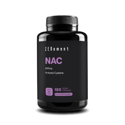 NAC N-Acetyl Cysteine 600 mg - 180 Vegan Capsules | 6-Month Supply | High Purity and Bioavailability | No Additives | Vegan | Zenement