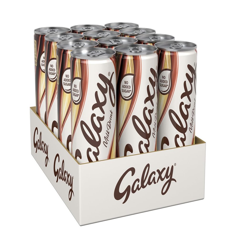 Galaxy - Milk Chocolate Ready To Drink Can | Pack of 12 x 250ml Cans, No Added Sugar, Vegetarian, Best Served Chilled