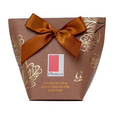 Rita Farhi Cocoa Dusted Dark Chocolate Coated Almonds in Gift Box with Bow, 130g