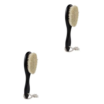 Beavorty 2pcs Vegan Beard Brush Curved Handle Natural Men Mustache Professional Hairdressing Brush for Shaving