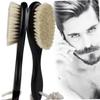 Beavorty 2pcs Vegan Beard Brush Curved Handle Natural Men Mustache Professional Hairdressing Brush for Shaving view 4