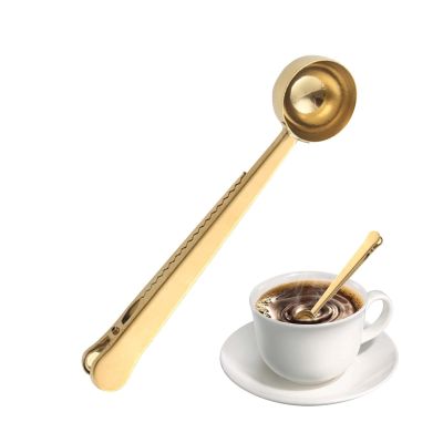 Retorno Coffee Clamp and Spoon,Stainless Steel Spoon with Elastic Clamp | Home Coffee for Tea, Sugar, Flour, Coffee Beans, Protein Powder, Milk Powder