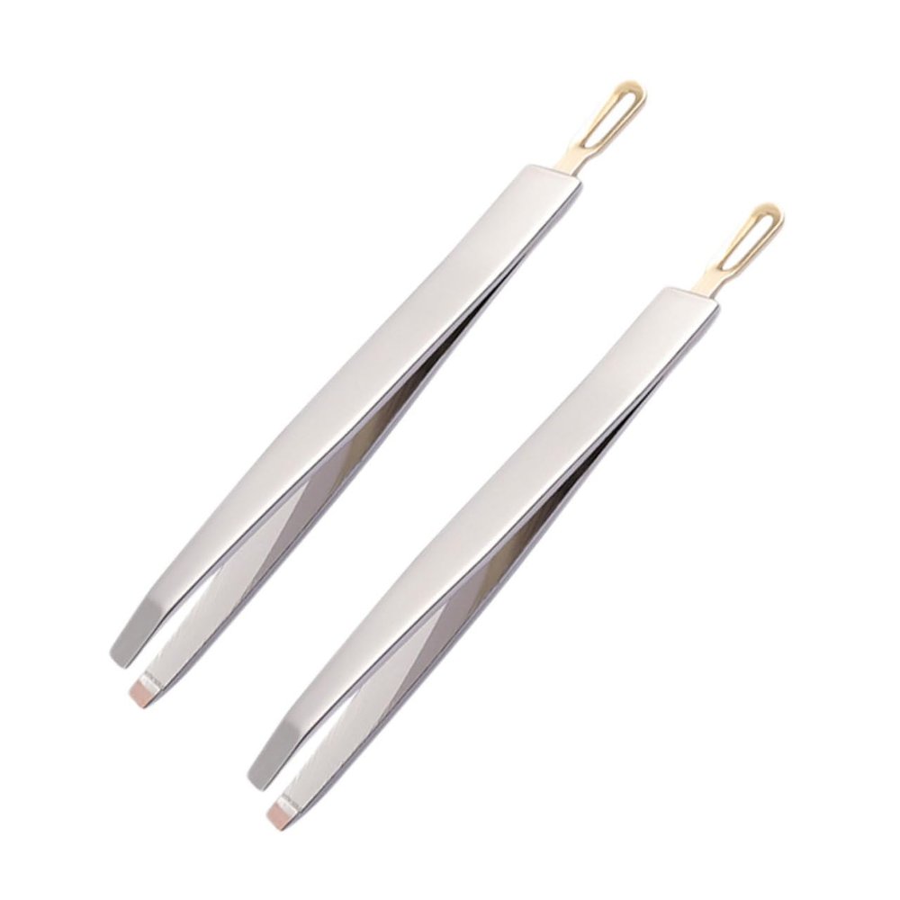 Beavorty 2pcs Stainless Steel Eyebrow Tweezers for Facial Hair Makeup Lashes Crafting Surgery