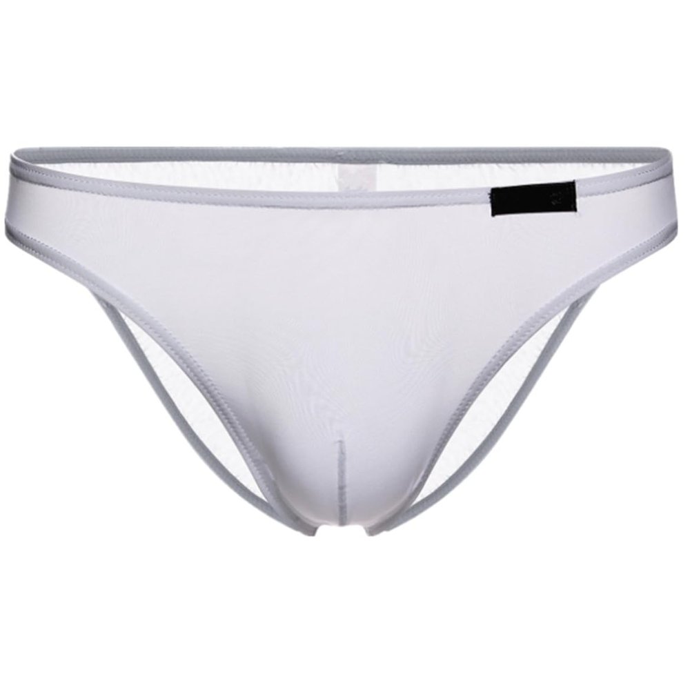 Yorggvel Men's Erotic Briefs Ice Silk Sexy Breathable Underwear Sex Temptation Briefs String Thong Comfort Sex Underwear Low Waist, White, M