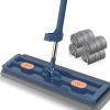 COITROZR Large Flat Mop, Flat Mop, 360 Swivel Floor Mop Set, Flat Mop with 2 Reusable Microfibre Mop Pads, Independent Drainage Scraper, 137 cm Long Stainless Steel Handle (Color : Blue+4Pads) view 1