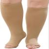 LOFIR Plus Size Compression Socks: Flight Socks for Women Large Calves Wide Calf Graduated Compression Socks for Men Open Toe Stockings for Support Travel Pregnancy Nurses 20-30 mmHg Beige 3XL 1Pair view 1