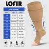 LOFIR Plus Size Compression Socks: Flight Socks for Women Large Calves Wide Calf Graduated Compression Socks for Men Open Toe Stockings for Support Travel Pregnancy Nurses 20-30 mmHg Beige 3XL 1Pair view 2